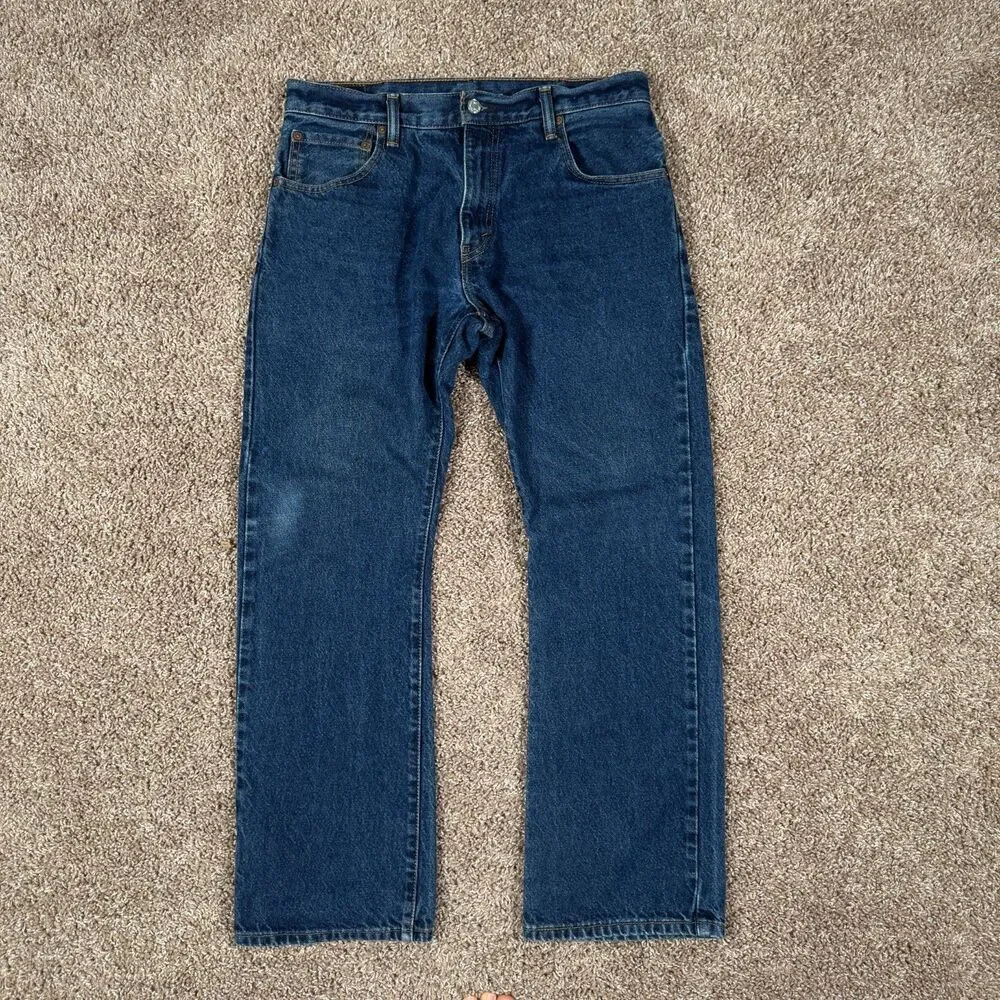 Levis 517 Jeans Mens 32x29 Blue Bootcut Mid Rise Dark Wash Western Denim